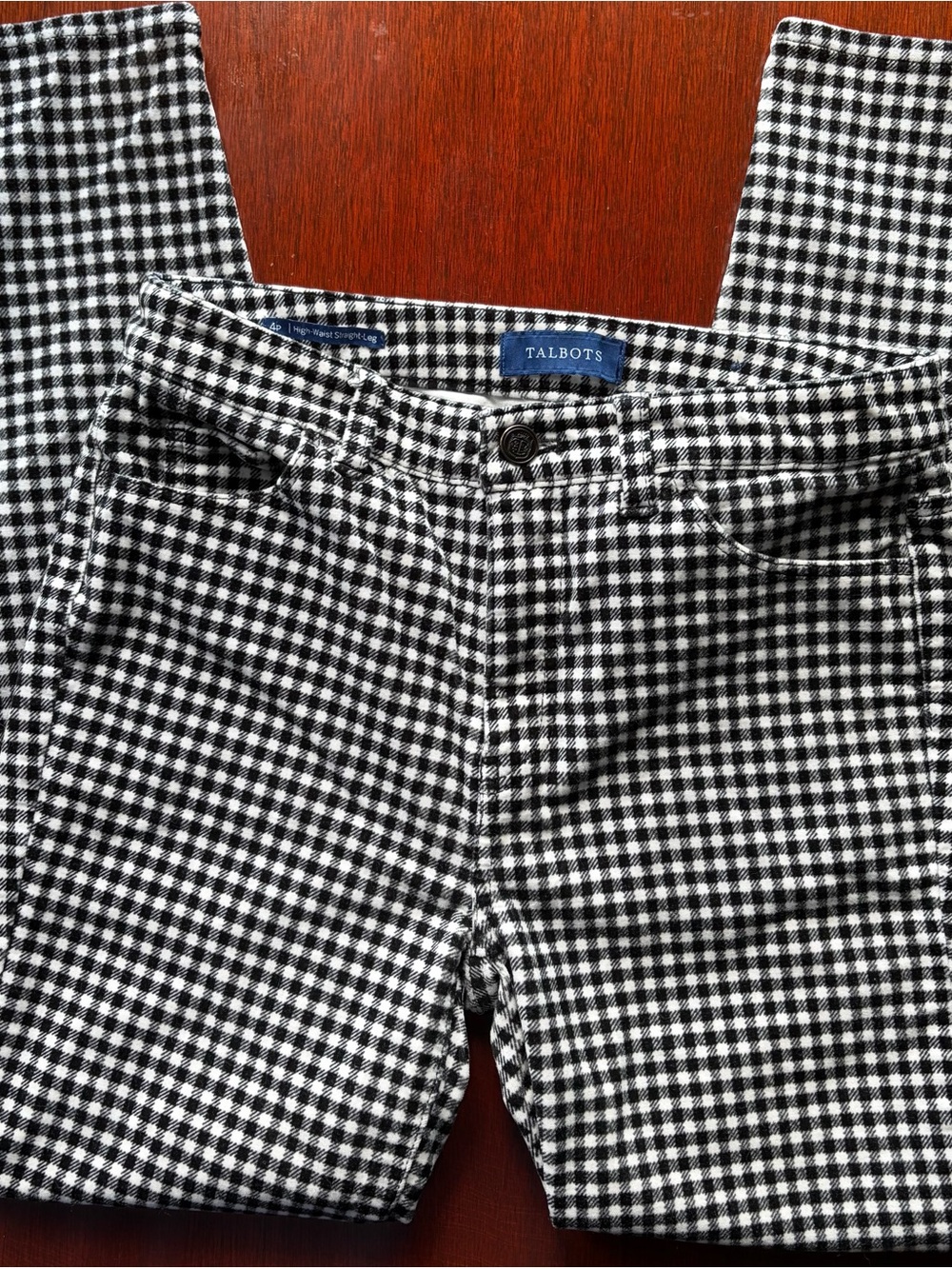 Talbots Black & White Gingham Women’s High Wasted Pants 4P